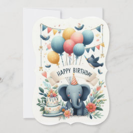 Whimsical Birday Greet - Elefante Adorable