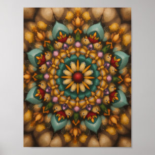 Whimsical Bloom Mandala - Arte mural inspirado en 