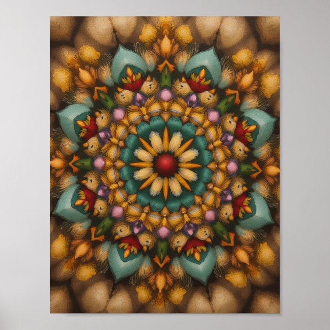 Whimsical Bloom Mandala - Arte mural inspirado en  (Frente)