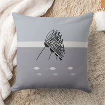 Whimsical Blue and Ivory Floral Cojín decorativo