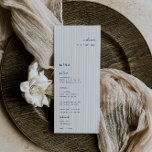 Whimsical Blue Boda Place Card Menú<br><div class="desc">La magnífica carta y la carta de invitados boda azul minimalista. Características,  tipografía azul francesa y fondo de rayas azules claras. Las fuentes y el color de fondo se pueden personalizar. Por favor,  tenga en cuenta que los nombres de invitados deben ser introducidos y agregados individualmente a su carrito.</div>