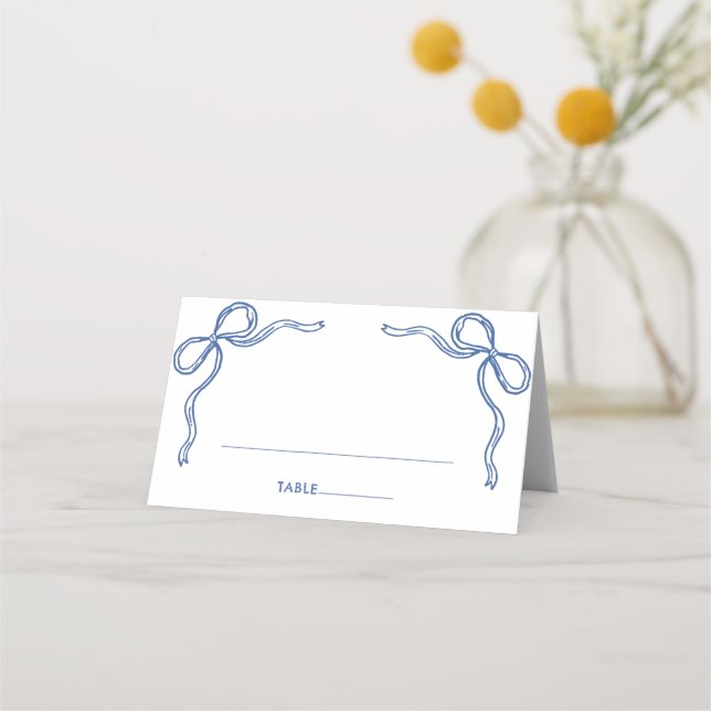 Whimsical Blue Bow Bridal Shower Doble tarjeta de  (Anverso)