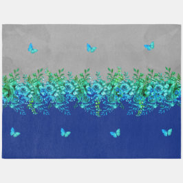 Whimsical Blue Butterfly Blossom Rug