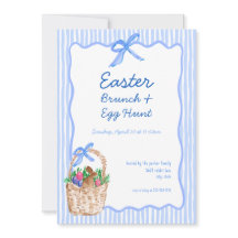 Whimsical Blue Easter Brunch & Egg Hunt Invitación