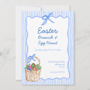 Whimsical Blue Easter Brunch & Egg Hunt Invitación
