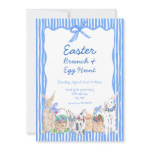 Whimsical Blue Easter Brunch Egg Hunt Invitaciones
