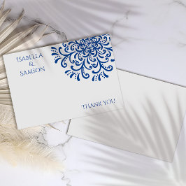 Whimsical Blue Flourish Tarjeta de agradecimiento