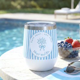 Whimsical Blue White Stripe Preppy Mom Established