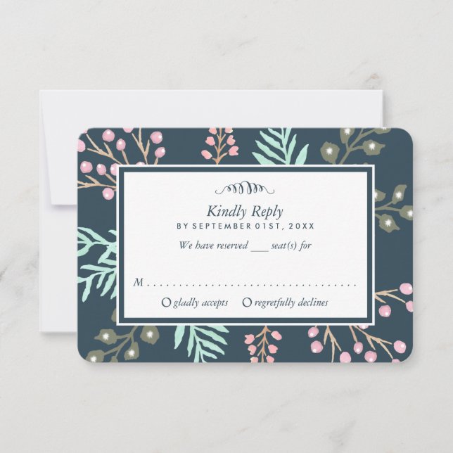 Whimsical Botanical Berry Wedding RSVP (Anverso)