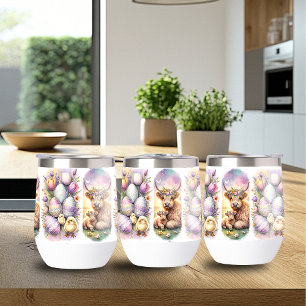 Whimsical Brushkes Cow Easter Wine Tumbler