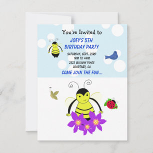 Whimsical Bumble Bee Birthday Party Invitación