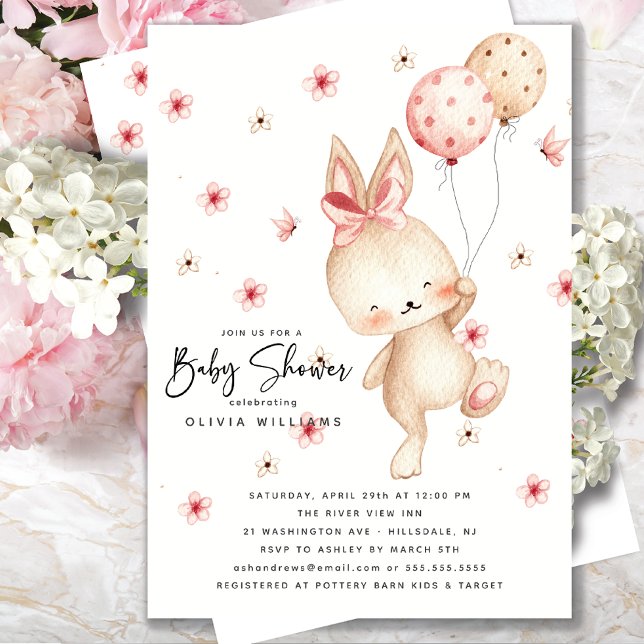 Whimsical Bunny Baby Shower Invitación (Subido por el creador)