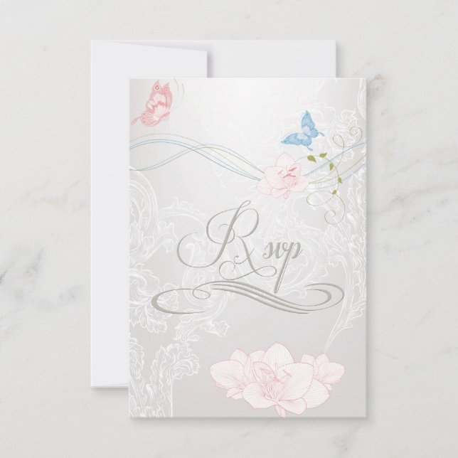 Whimsical Butterflies and Lace RSVP (Anverso)
