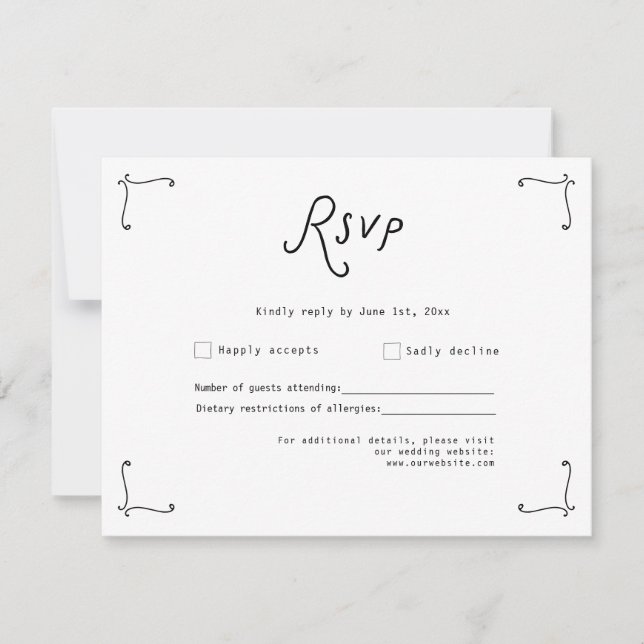 Whimsical Calligraphy Wedding RSVP Card (Anverso)