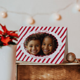 Whimsical Candy Cane Stripe Holiday Tarjeta fotogr