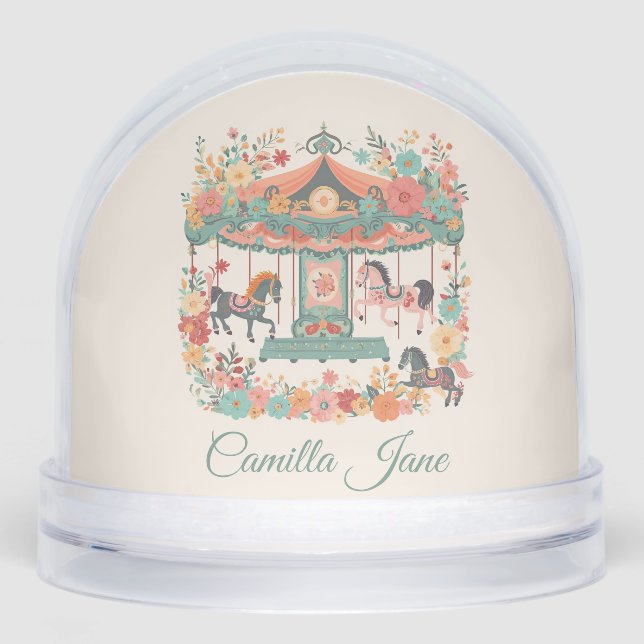 Whimsical Carousel Girls First Birthday Gift (Anverso)