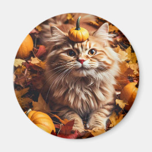 Whimsical Cat con el imán de las calabazas