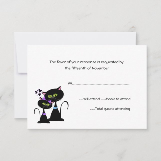Whimsical Cats Wedding RSVP (Anverso)