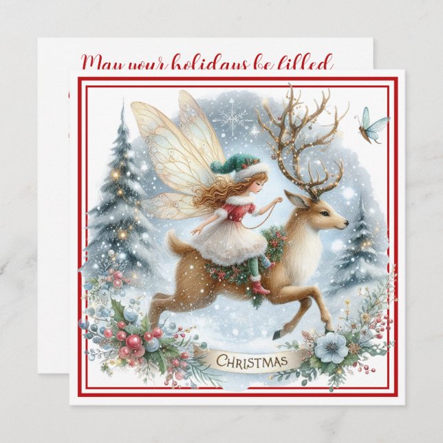 Whimsical Christmas Ride Holiday Card (Anverso / Reverso)