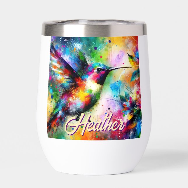 Whimsical Colorous Hummingbird Bird Personalizado (Trasero)