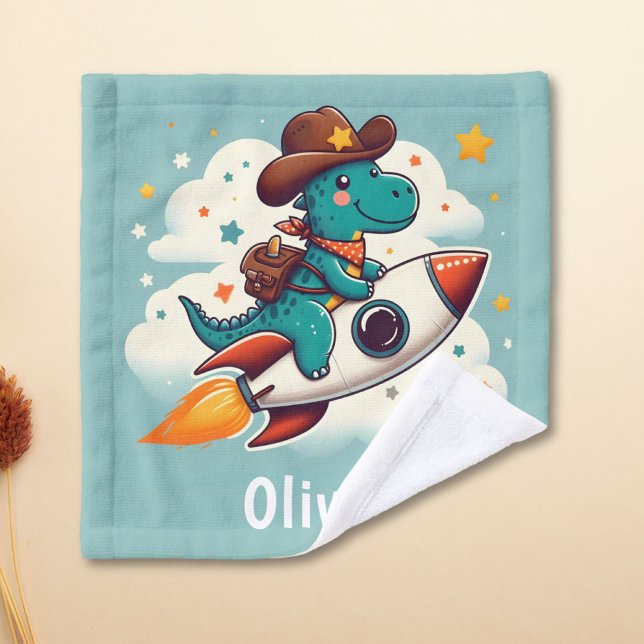 Whimsical Cowboy Dinosaur Riding Space Rocket (Subido por el creador)