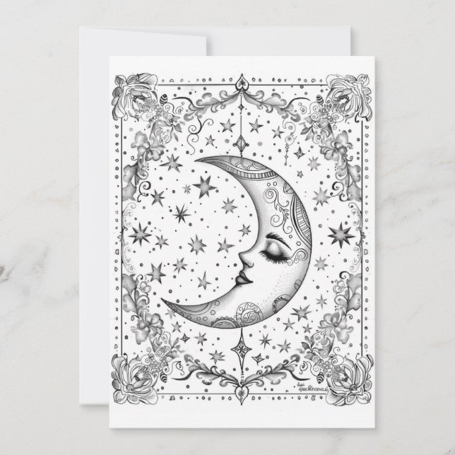 Whimsical Crescent Moon | Coloca tu propio saludo (Anverso)