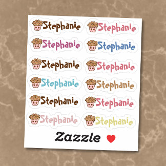 Whimsical Cupakes Name Vinyl Pegatinas - Conjunto