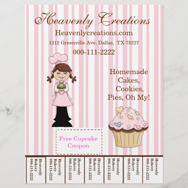 Whimsical Cupcake Panadería Volante con etiquetas (Frente)