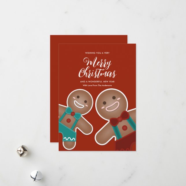 Whimsical Cute Gingerbread Cookes Feliz Navidad (Anverso/Reverso In Situ)