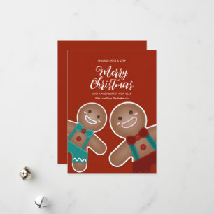 Whimsical Cute Gingerbread Cookes Feliz Navidad