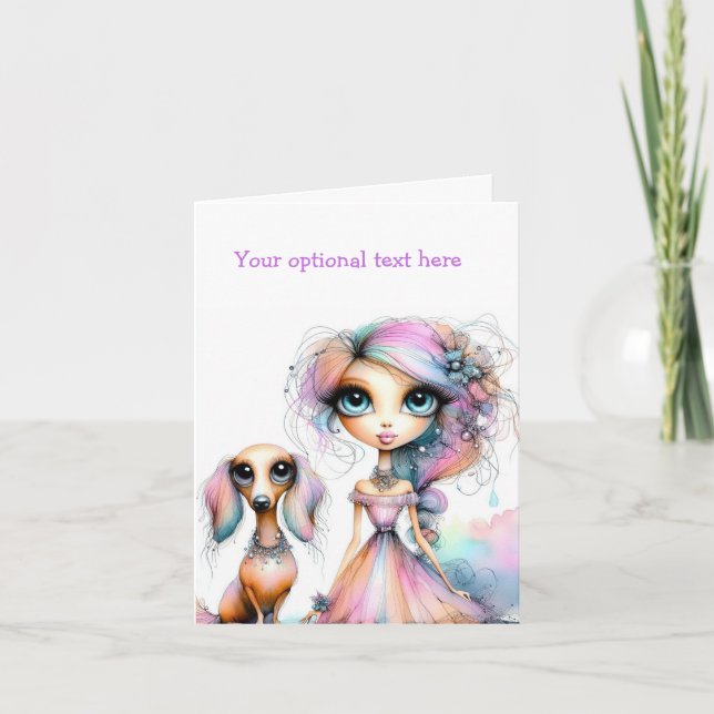 Whimsical Dachshund cualquier tarjeta de ocasión (Anverso)