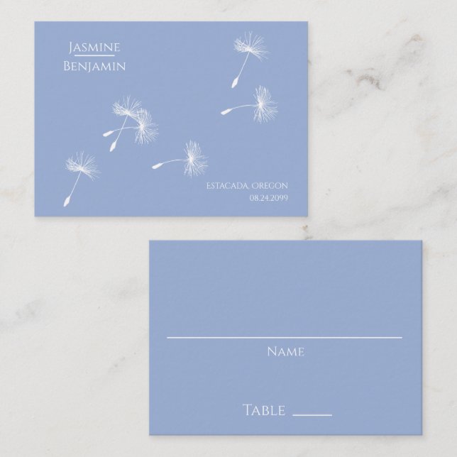 Whimsical Dandelion Boda Place / Tarjeta Escort (Anverso / Reverso)