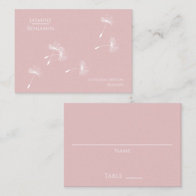 Whimsical Dandelion Boda Place / Tarjeta Escort (Anverso / Reverso)