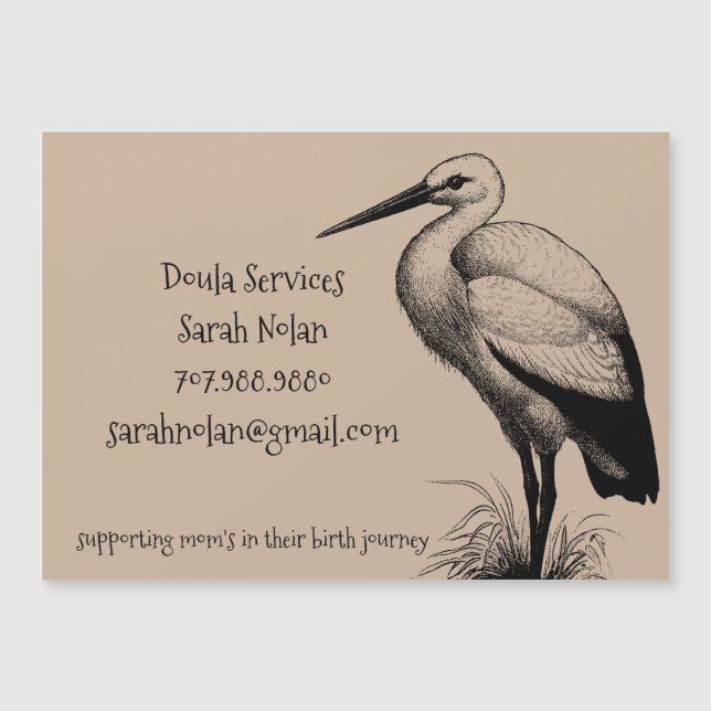 Whimsical Doula Stork Magnetic Card (Anverso)