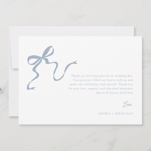 Whimsical Dusty Blue Boda Gracias Tarjeta (Reverso)