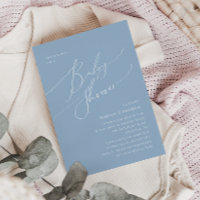 Whimsical Dusty Blue Invitación a Baby Shower