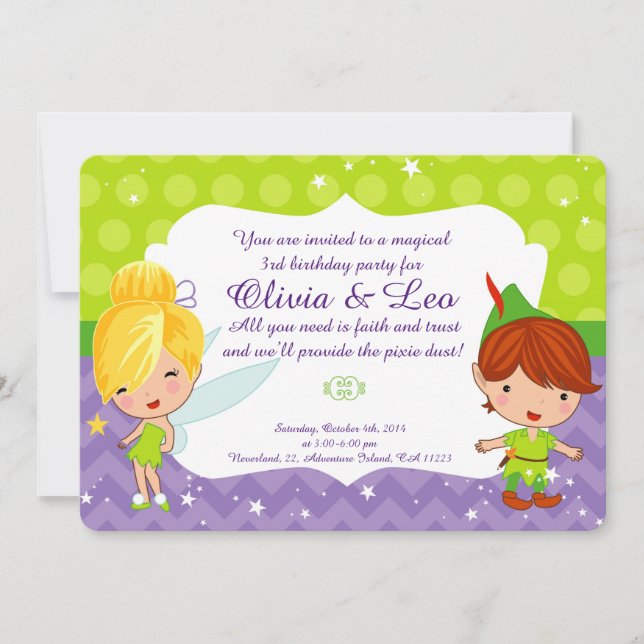 Whimsical Fairy Party invitación a los gemelos (Anverso)