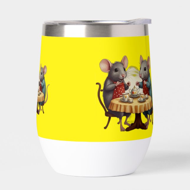 Whimsical Fiesta de té con Ilustracion de ratones  (Izquierdo)