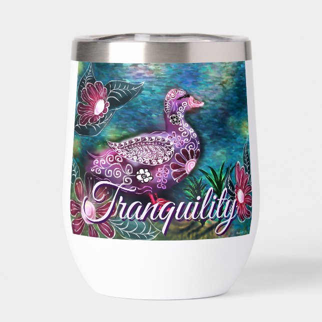 Whimsical Floral Duck Purple Teal Personalized (Trasero)