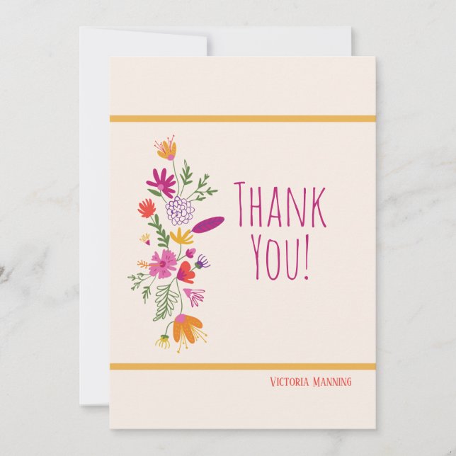 Whimsical Floral Gracias Tarjeta (Anverso)