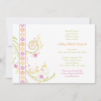 Whimsical Floral Sweet 16 Invitación de cumpleaños