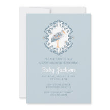 Whimsical Folk Art Stork | Invitación de Baby Show