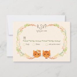 Whimsical Forest Cats (Cream) Wedding RSVP