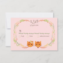Whimsical Forest Cats (Rubor) Wedding RSVP