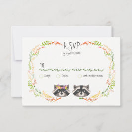 Whimsical Forest Raccoons Rustic Wedding RSVP