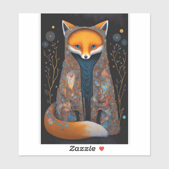 Whimsical Fox Woodland Fantasy Art Pegatina (Hoja)
