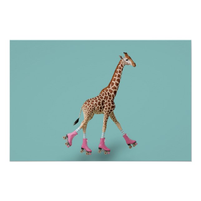 Whimsical Giraffe Roller Skating Poster (Anverso)
