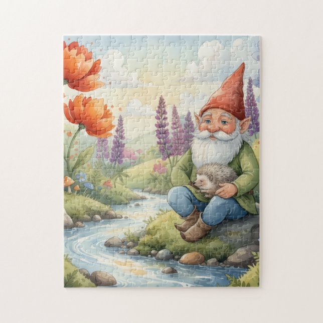 Whimsical gnome hedgehog puzzle (Vertical)
