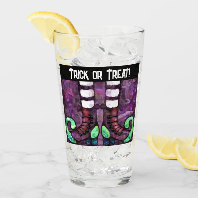 Whimsical Halloween Witch Boots Purple Green (Anverso (hielo))