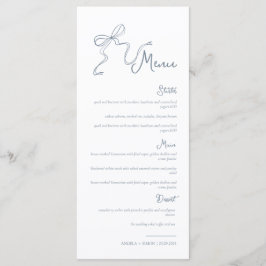 Whimsical Hand draw Bow Dusty Blue Boda Menu